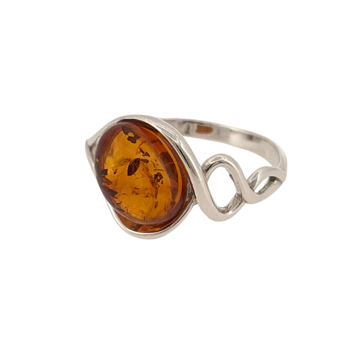 925 Silver & Amber Twist Ring