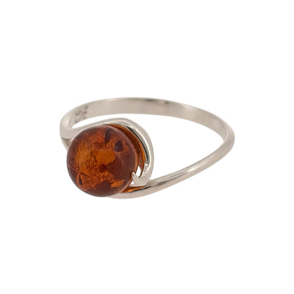 925 Silver & Amber Solitaire Ring