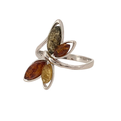 925 Silver & Amber Dragonfly Ring