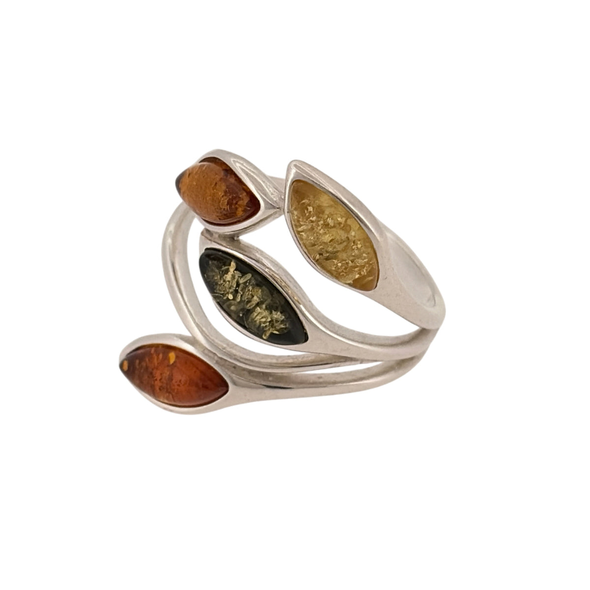 925 Silver & Amber Wrap Around Ring