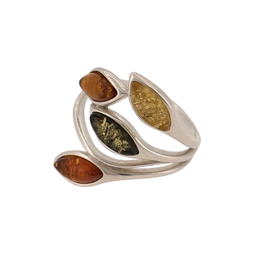 925 Silver & Amber Wrap Around Ring