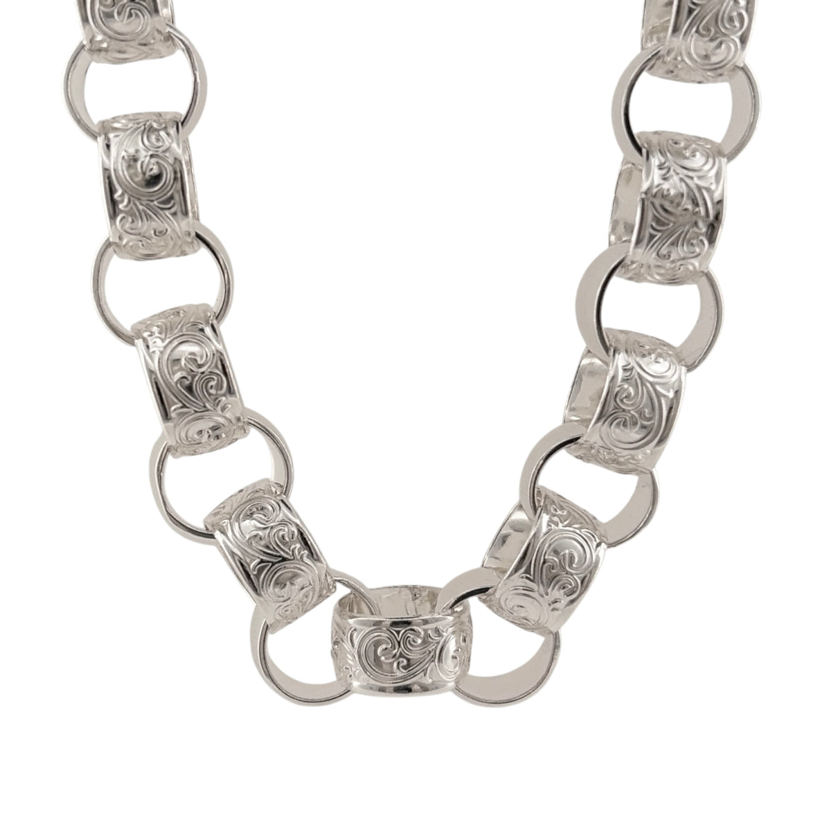925 Silver 26" Patterned Belcher Chain
