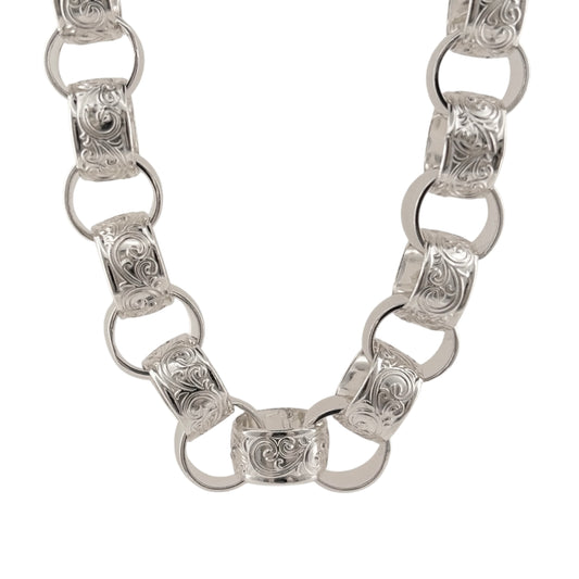 925 Silver 26" Patterned Belcher Chain