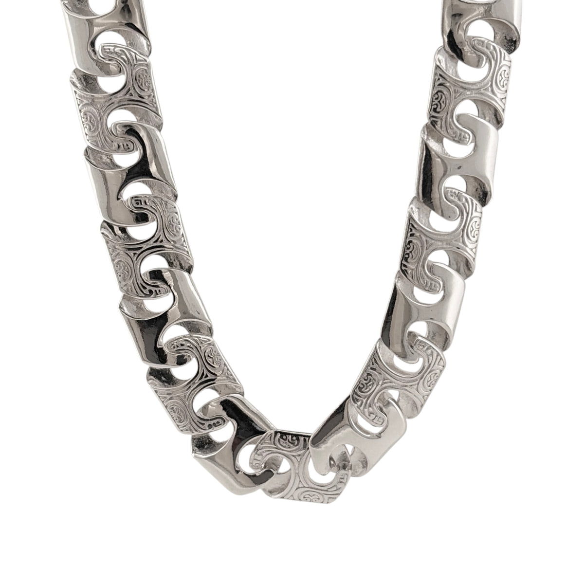 925 Silver 20" Patterned Bali Link Chain