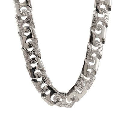 925 Silver 20" Patterned Bali Link Chain
