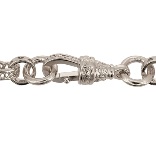 New 925 Silver 22" Heart Link Belcher Chain with the weight 42 grams and link width 9mm