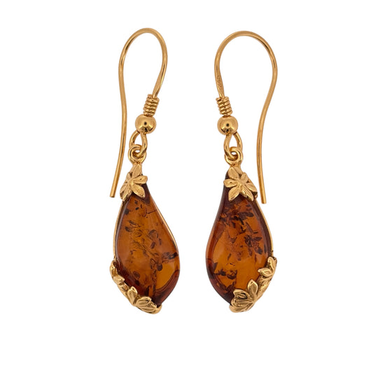 New 925 Silver Gold Plated &amp; Amber Paw Print Stud Earrings and the earrings are each 13mm by 14mm
