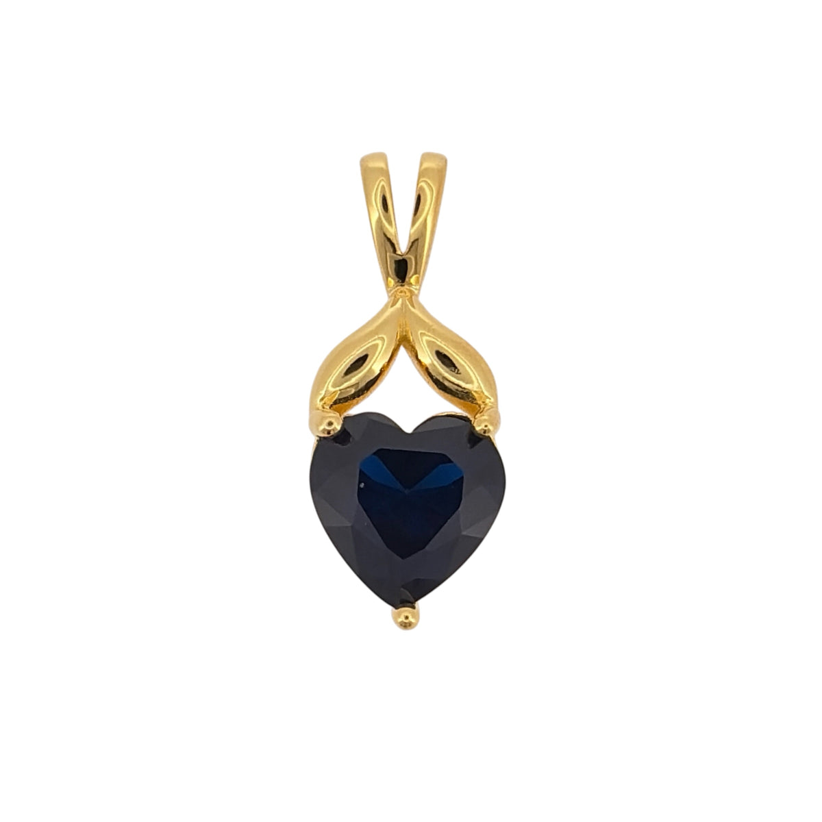 New 925 Silver Gold Plated &amp; Blue sapphire coloured Stone Heart Pendant and the pendant is 2.3cm long including the bail