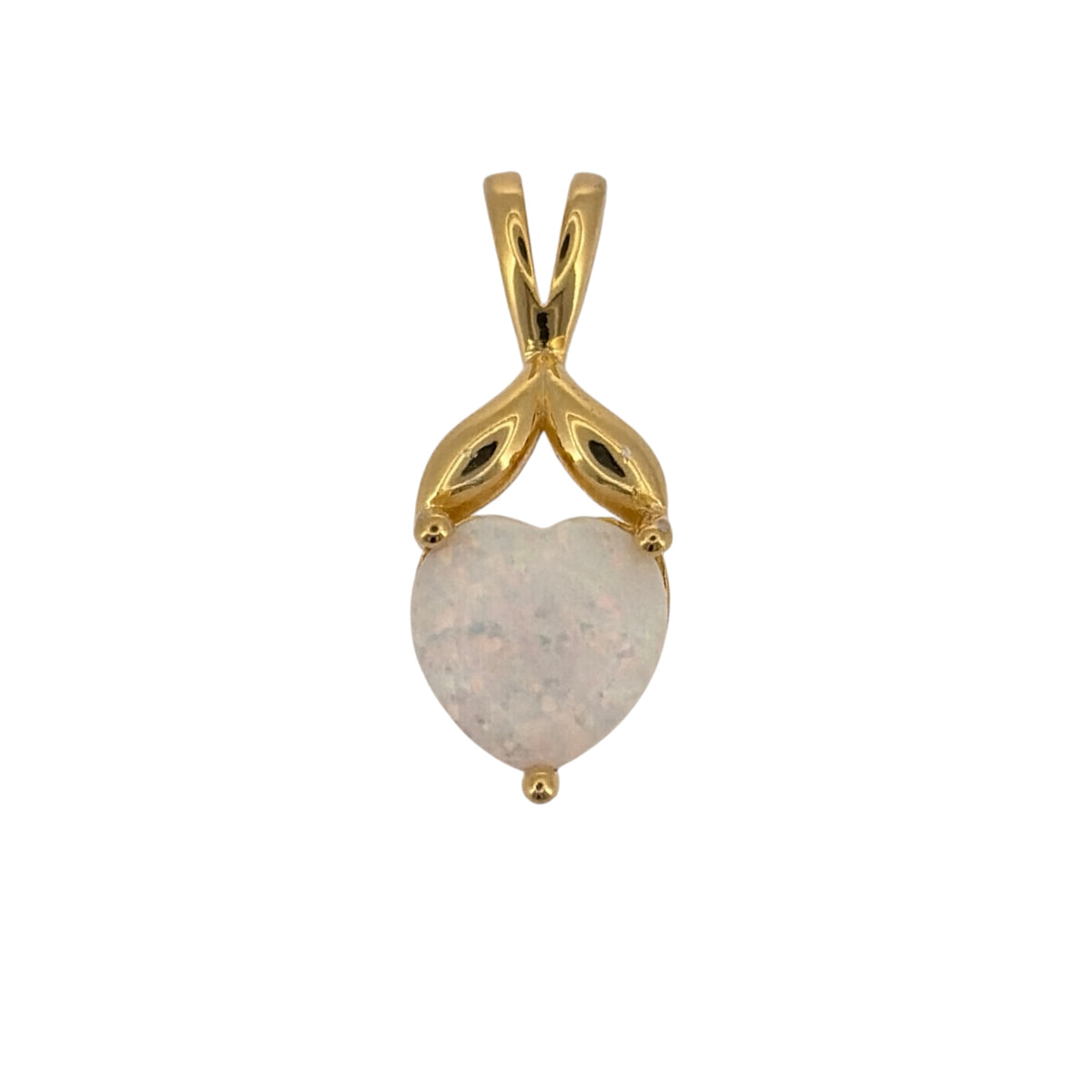 New 925 Silver Gold Plated &amp; Opalique Stone Heart Pendant and the pendant is 2.3cm long including the bail