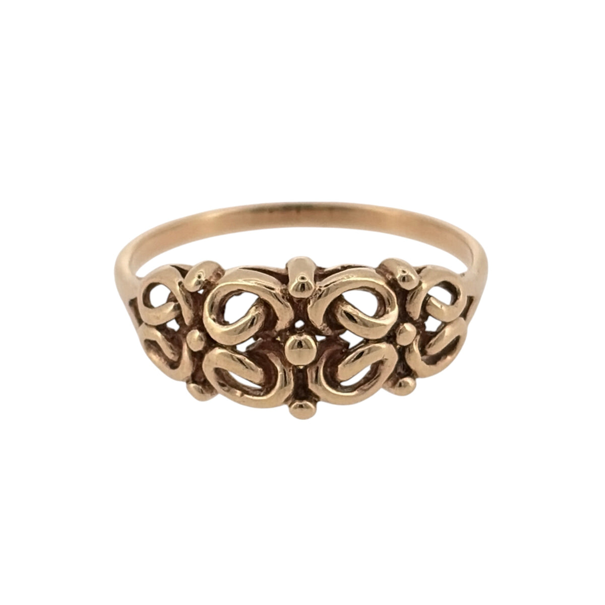 9ct Gold Open Swirl Filigree Patterned Ring