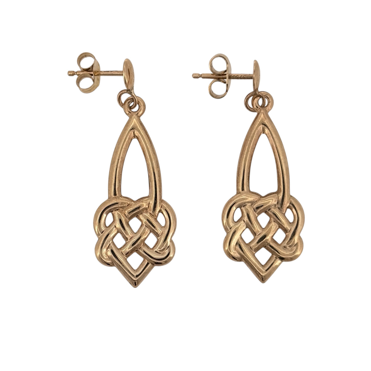 9ct Gold Celtic Knot Drop Earrings