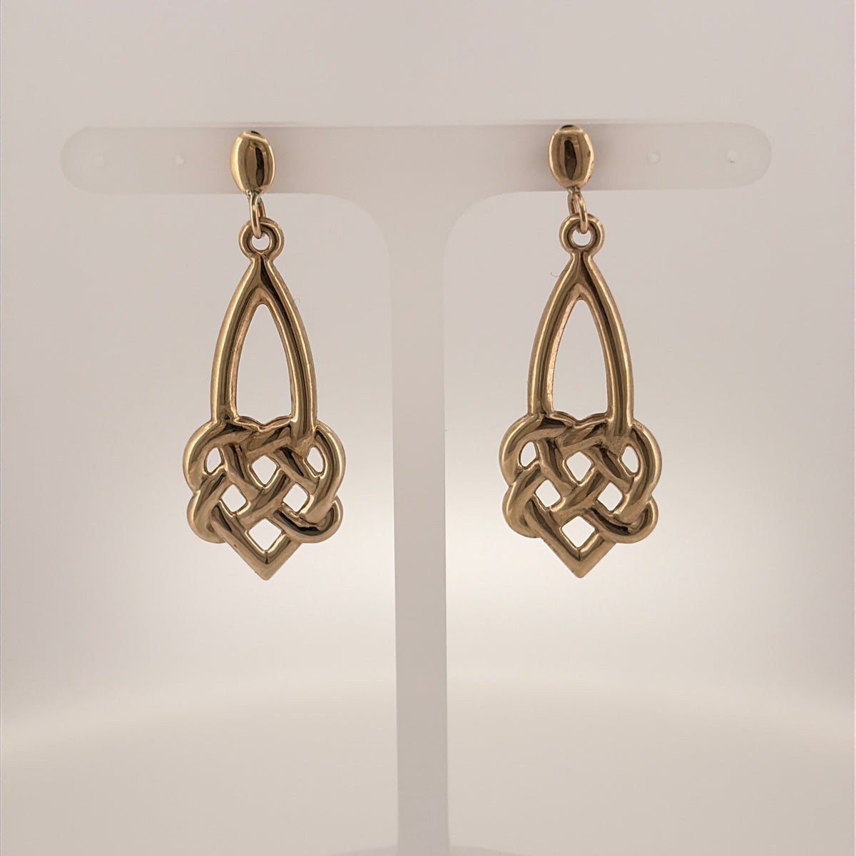 9ct Gold Celtic Knot Drop Earrings