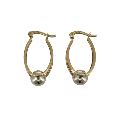 9ct Gold Ball Oval Oval Creole Earrings