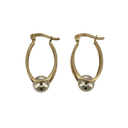 9ct Gold Ball Oval Oval Creole Earrings