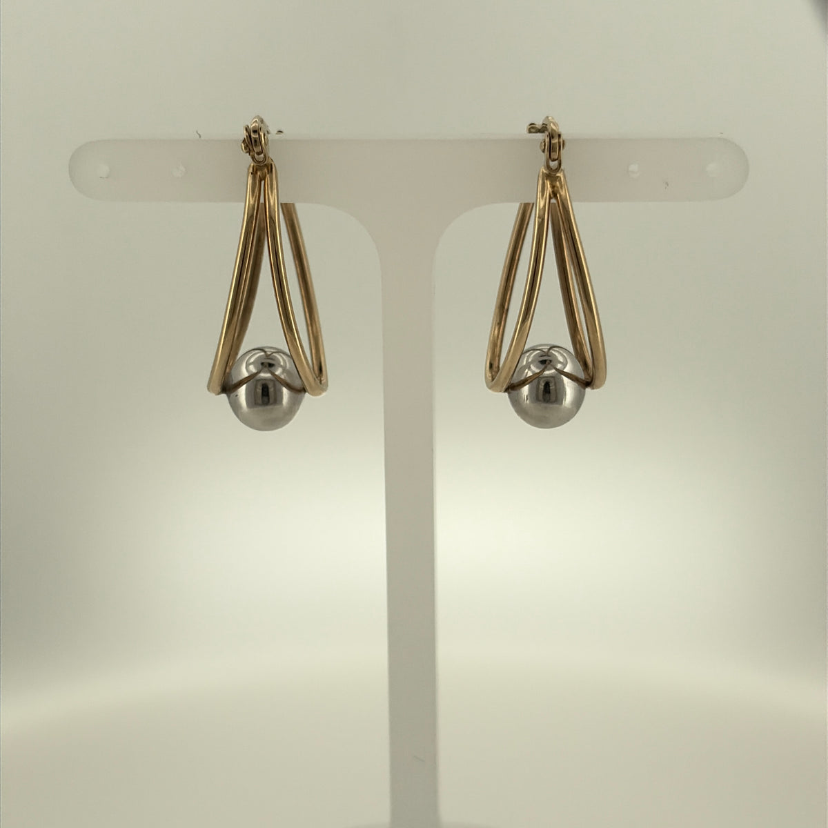 9ct Gold Ball Oval Oval Creole Earrings