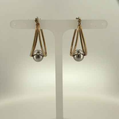 9ct Gold Ball Oval Oval Creole Earrings