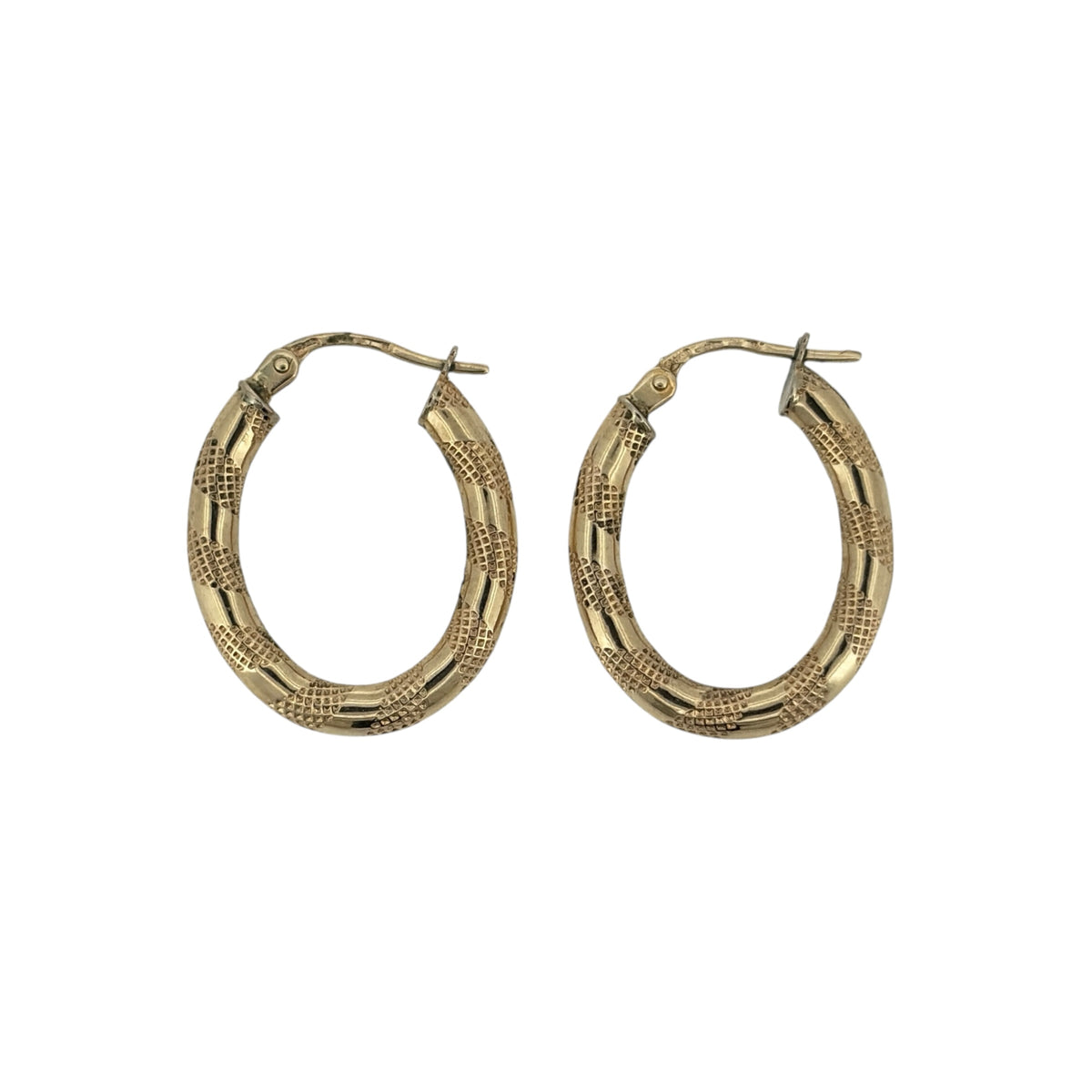 9ct Gold Twisted Oval Creole Earrings
