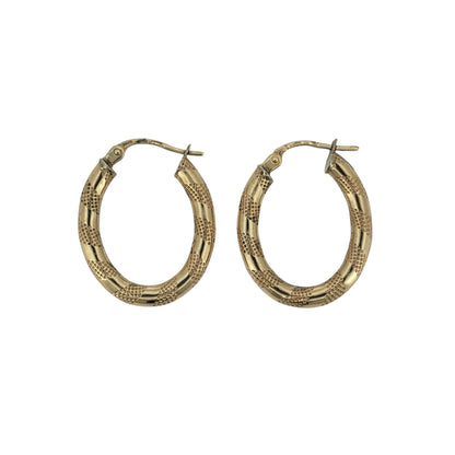 9ct Gold Twisted Oval Creole Earrings