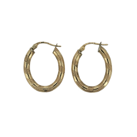 9ct Gold Twisted Oval Creole Earrings