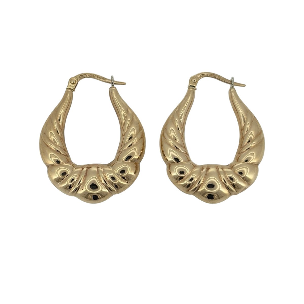 9ct Gold Bubble Patterned Creole Earrings