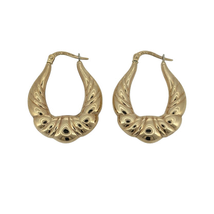 9ct Gold Bubble Patterned Creole Earrings
