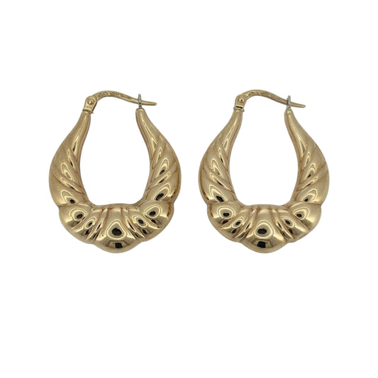 9ct Gold Bubble Patterned Creole Earrings