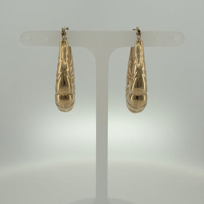 9ct Gold Bubble Patterned Creole Earrings