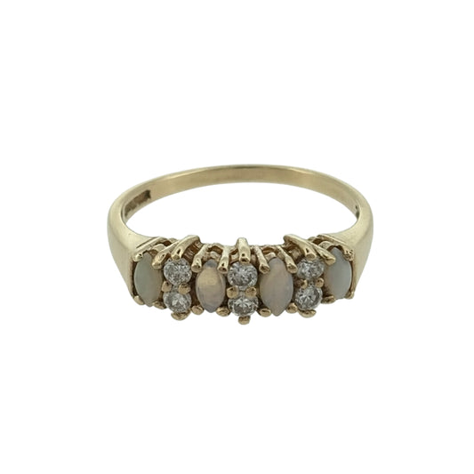 9ct Gold Opalique & Cubic Zirconia Band Ring
