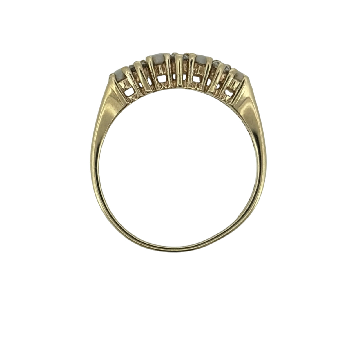 9ct Gold Opalique & Cubic Zirconia Band Ring