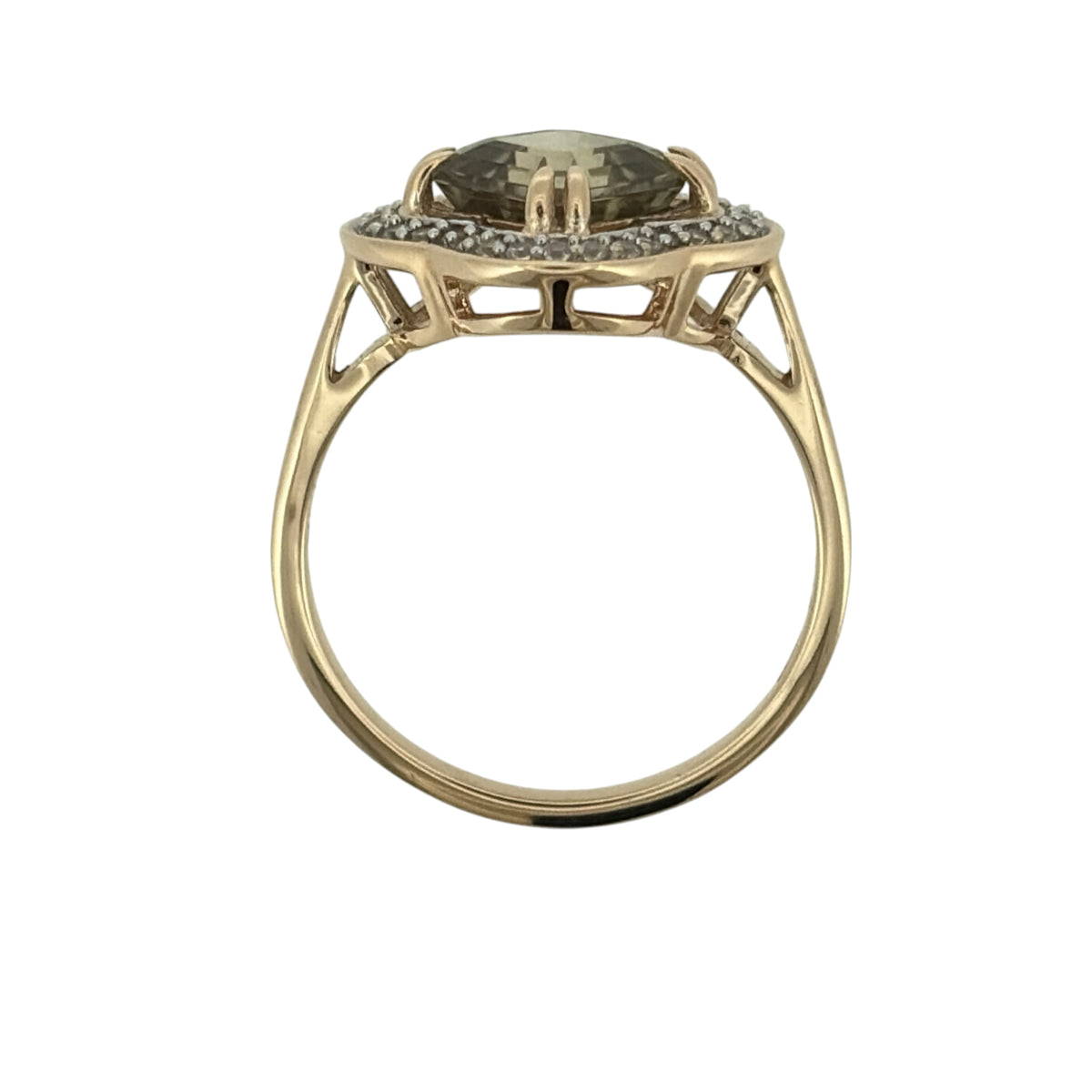 9ct Gold Peridot & Cubic Zirconia Clover Flower Ring
