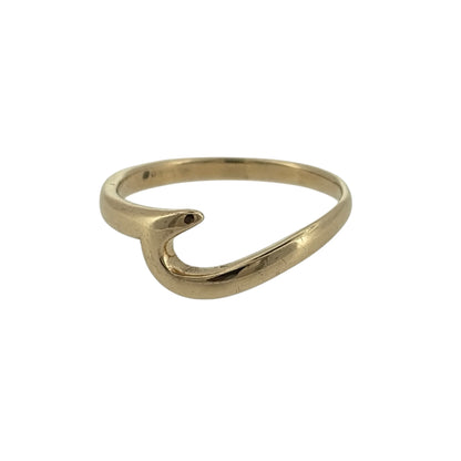 Add a simple and elegant touch to your jewellery collection with this pre-owned 9ct yellow gold wave ring, featuring a delicate curved design and a classic gold finish.

Design: The ring features a graceful wave-shaped band, creating a subtle and attractive appearance.
Material: Made from 9ct yellow gold, offering a traditional warm gold finish.
Ring Detail: The band measures approximately 2mm wide, with a gentle wave design adding character to this delicate ring.