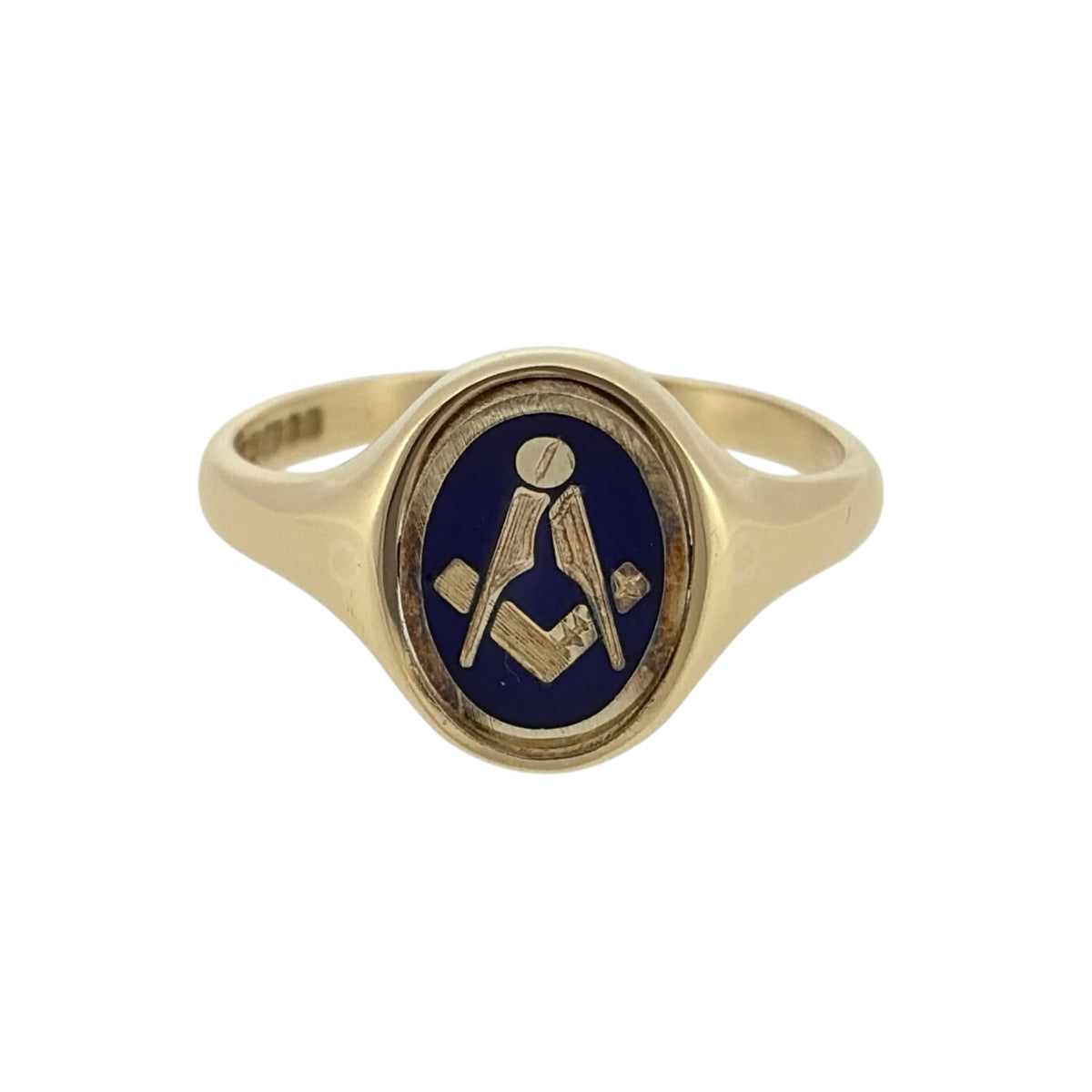 9ct Gold Masonic Swivel Oval Signet Ring