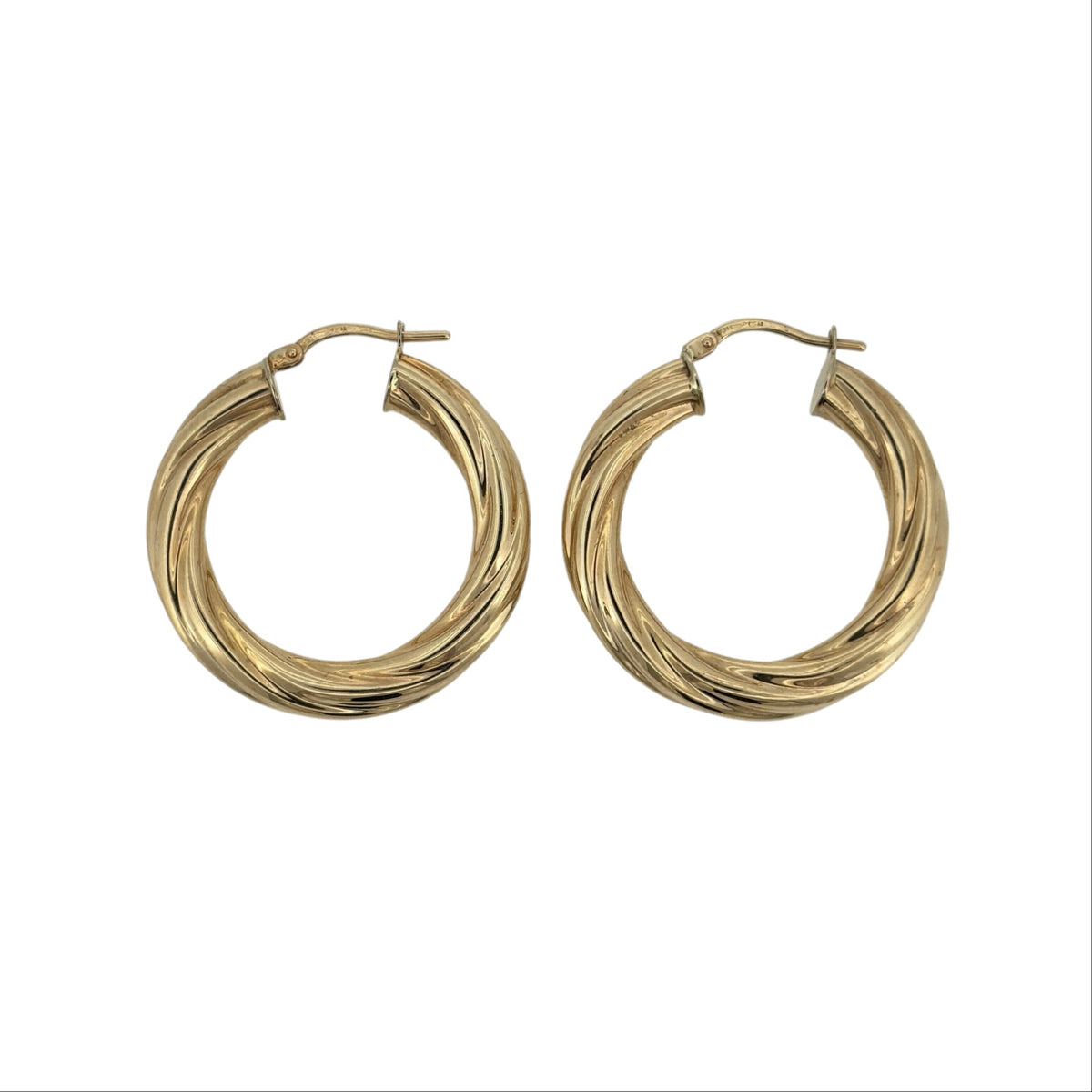 9ct Gold Twisted Hoop Creole Earrings