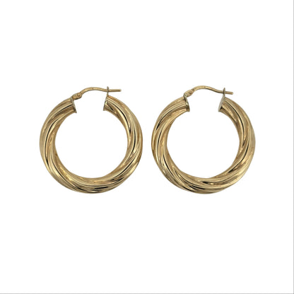 9ct Gold Twisted Hoop Creole Earrings