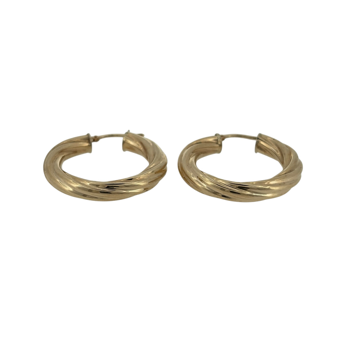 Add a classic touch to your jewellery collection with these pre-owned 9ct yellow gold twisted hoop creole earrings, featuring decorative twisted detailing and a timeless gold finish.

Design: The earrings feature a traditional round creole hoop design with a twisted pattern, creating an attractive and elegant appearance.
Material: Made from 9ct yellow gold, offering a classic warm gold finish.