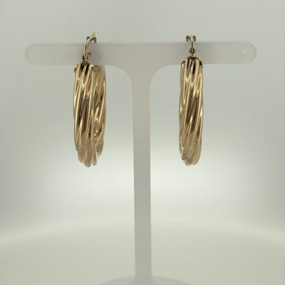 9ct Gold Twisted Hoop Creole Earrings