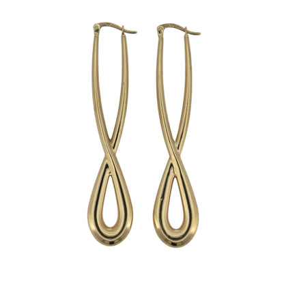 9ct Gold Long Twist Infinity Creole Earrings