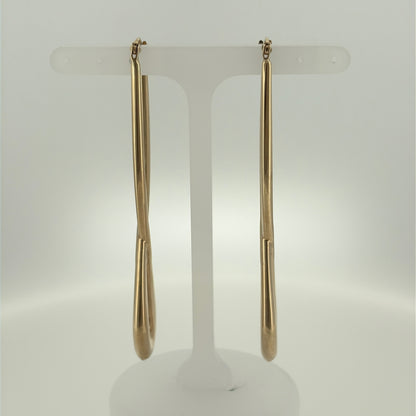 9ct Gold Long Twist Infinity Creole Earrings