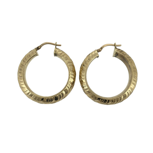 9ct Gold Textured Hoop Creole Earrings