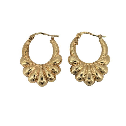 9ct Gold Bubble Style Oval Creole Earrings