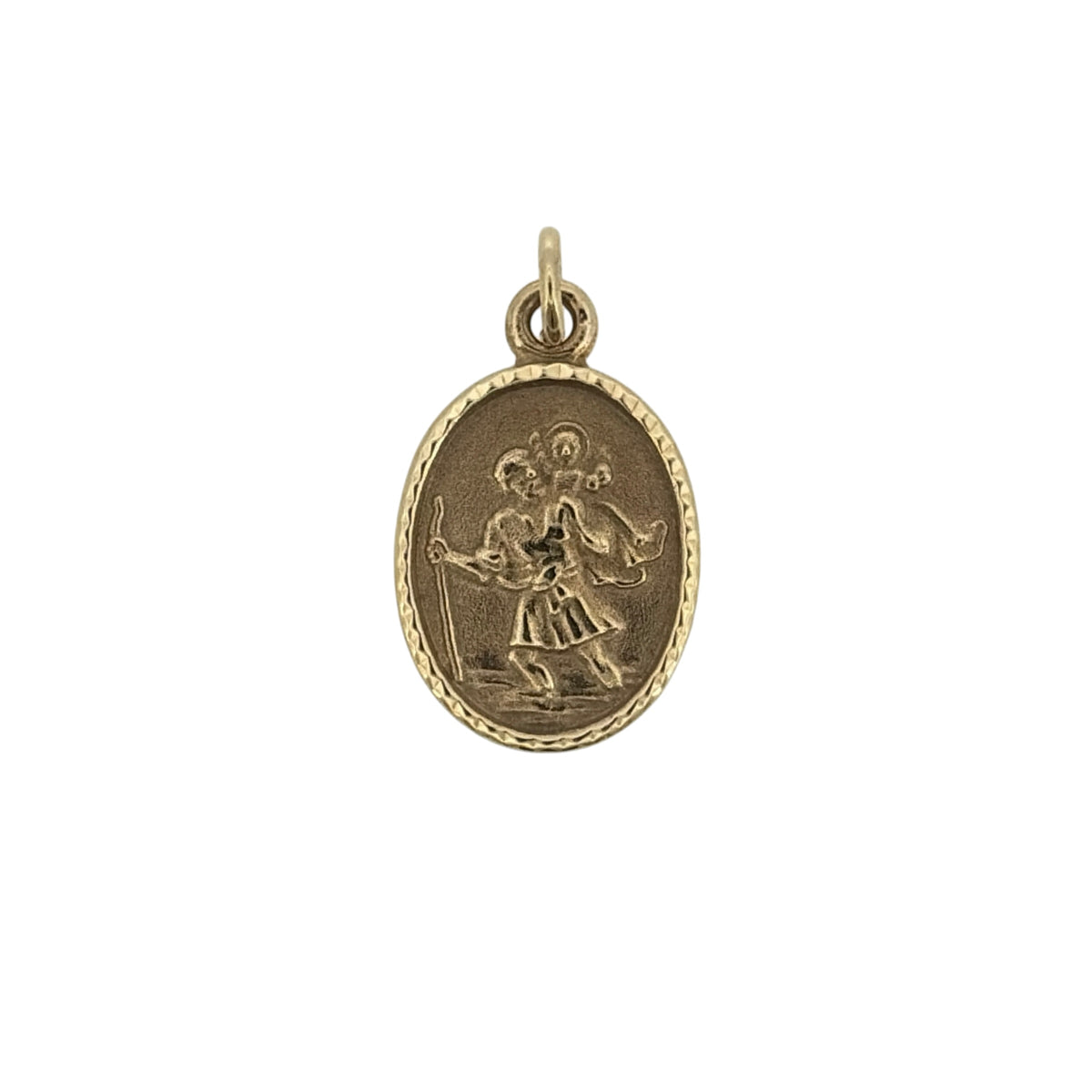 9ct Gold Oval St Christopher Pendant