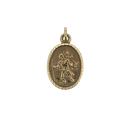 9ct Gold Oval St Christopher Pendant