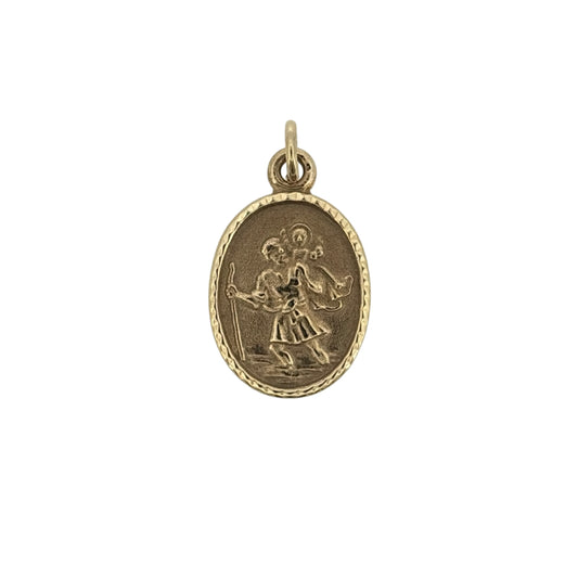 9ct Gold Oval St Christopher Pendant