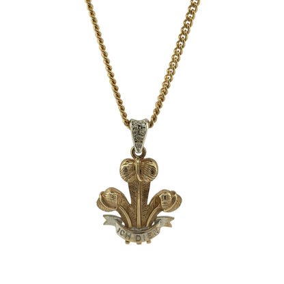 9ct Gold & Diamond Three Feathers 18" Necklace