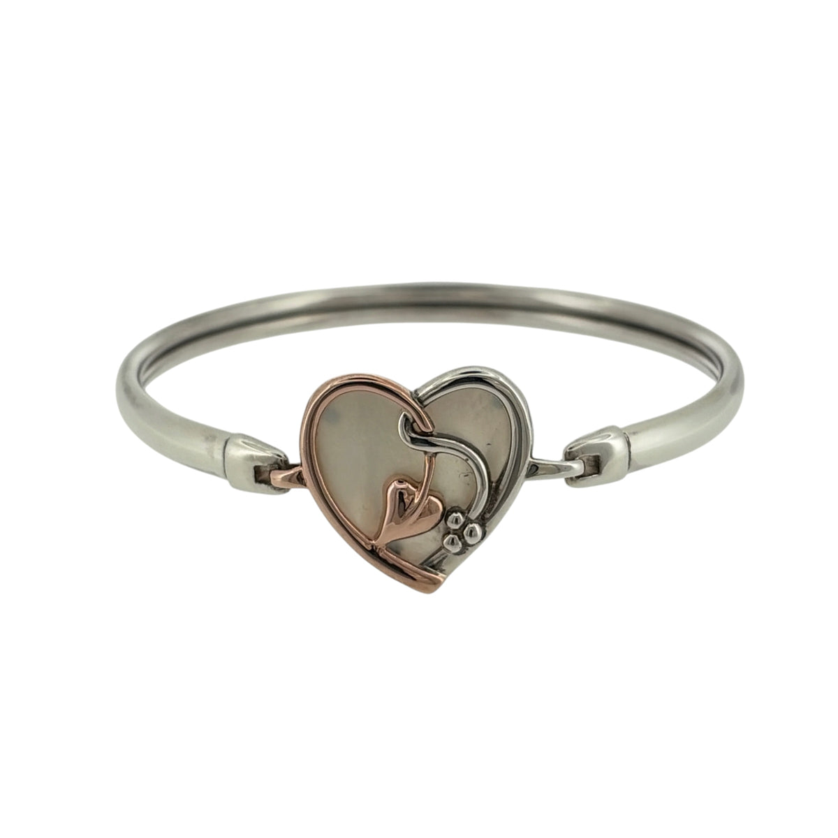 925 Silver & Mother of Pearl Clogau Tree of Life Heart Bangle