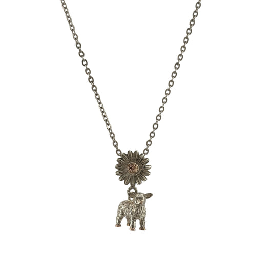 925 Silver Clogau Lamb Daisy 14" Necklace
