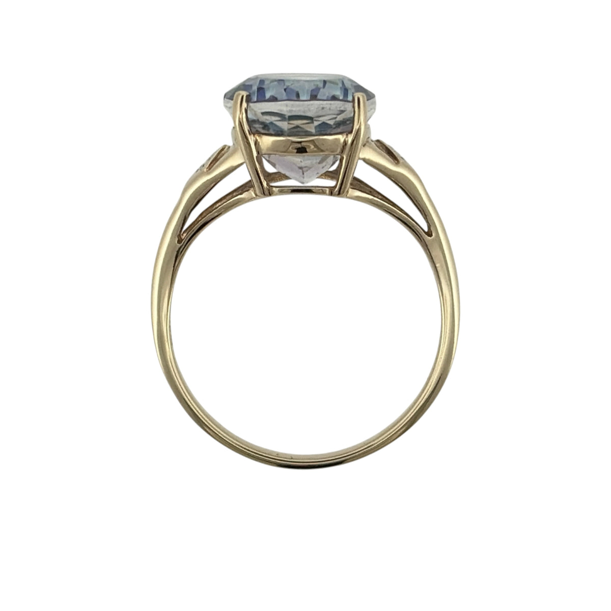 9ct Gold Diamond & Blue Mystic Topaz Ring