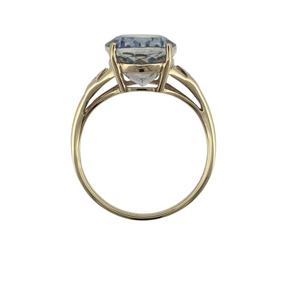 9ct Gold Diamond & Blue Mystic Topaz Ring