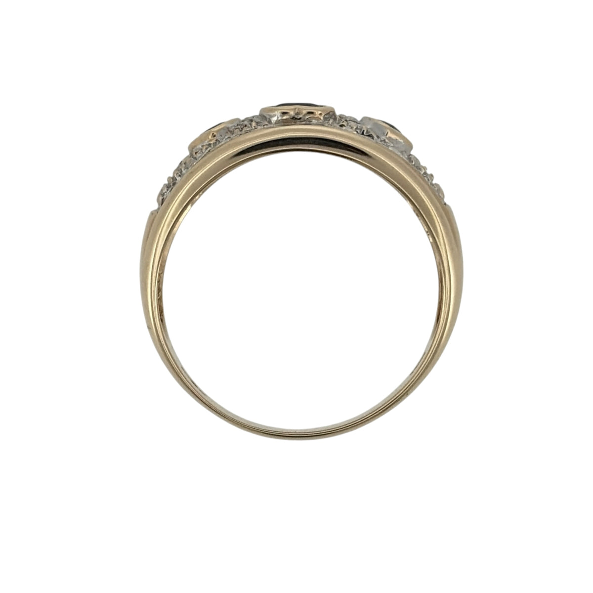 9ct Gold Diamond & Sapphire Heart Band Ring