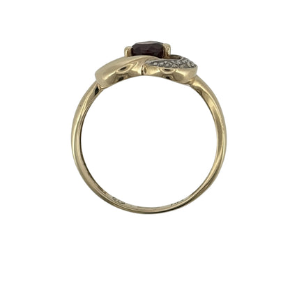 9ct Gold Diamond & Garnet Heart Ring